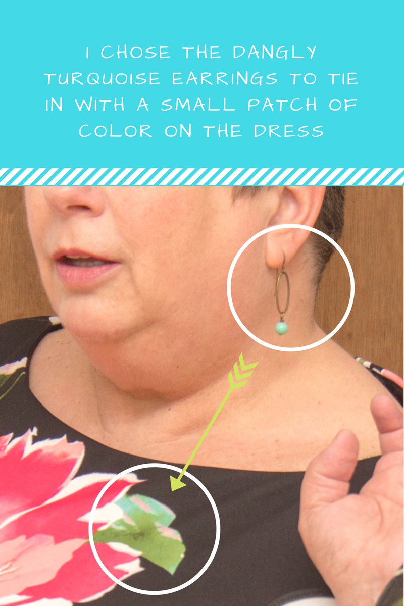 Earrings tied into the color of the dress