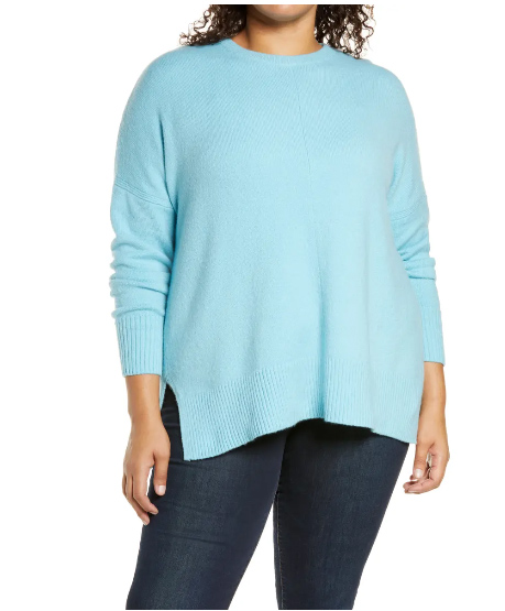 light blue sweater