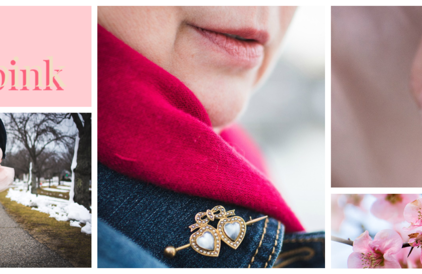 collage of pink items