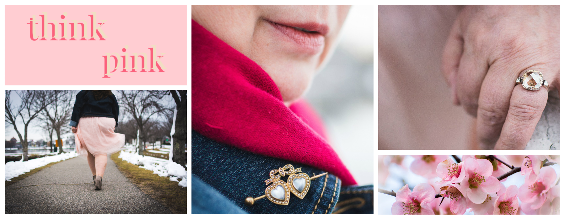 collage of pink items