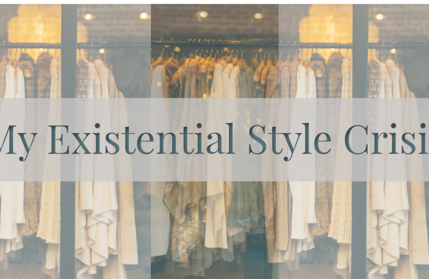 collage of clothing hanging on rack