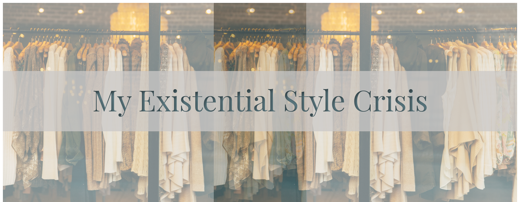 collage of clothing hanging on rack